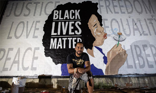 Black Lives Matter Mural with Artist